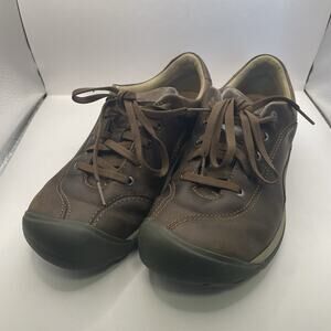 KEEN Presidio II Women's 8.5 Leather Oxford Shoes Dark Earth Brown 1018318